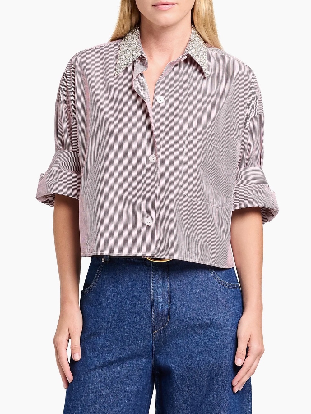 TWP next ex crystal collar shirt